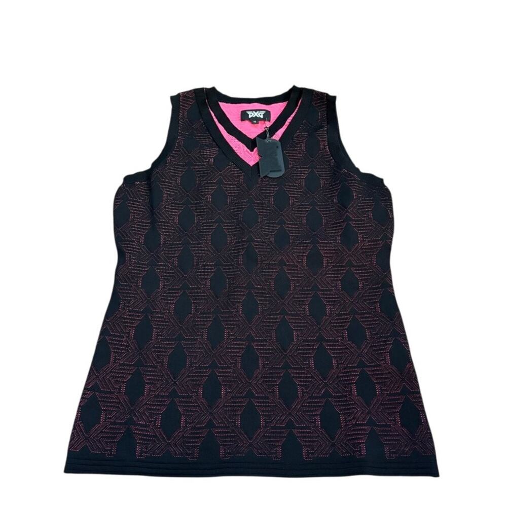 NWT PXG Women’s Shadow Jacquard Knit Vest Black Pink Performance XS